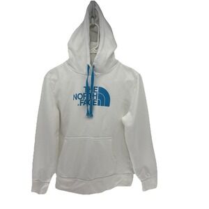 North Face Spell out Logo White Pullover Hoodie Women L